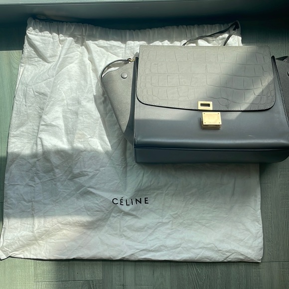 Celine Medium Trapeze in Crocodile Suede Tote Bag - Picture 1 of 5